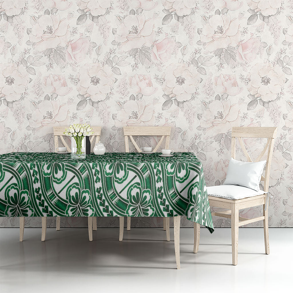 Hibiscus Bloom Island Tribal Waves Tablecloth Green Polynesian Pattern LT01 - Polynesian Pride