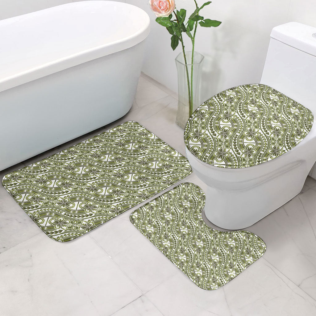 Hibiscus Bloom Island Tribal Waves Bathroom Set Olive Green Polynesian Pattern LT01 - Polynesian Pride
