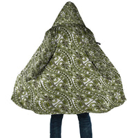Hibiscus Bloom Island Tribal Waves Cloak Olive Green Polynesian Pattern LT01 Unisex Olive Green - Polynesian Pride