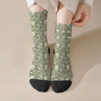 Hibiscus Bloom Island Tribal Waves Crew Socks Olive Green Polynesian Pattern LT01 Crew Socks Olive Green - Polynesian Pride