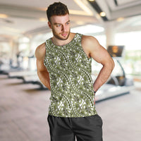 Hibiscus Bloom Island Tribal Waves Men Tank Top Olive Green Polynesian Pattern LT01 Olive Green - Polynesian Pride