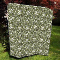 Hibiscus Bloom Island Tribal Waves Quilt Olive Green Polynesian Pattern LT01 - Polynesian Pride
