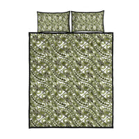 Hibiscus Bloom Island Tribal Waves Quilt Bed Set Olive Green Polynesian Pattern LT01 - Polynesian Pride