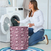 Hibiscus Bloom Island Tribal Waves Laundry Basket Pink Polynesian Pattern LT01 - Polynesian Pride