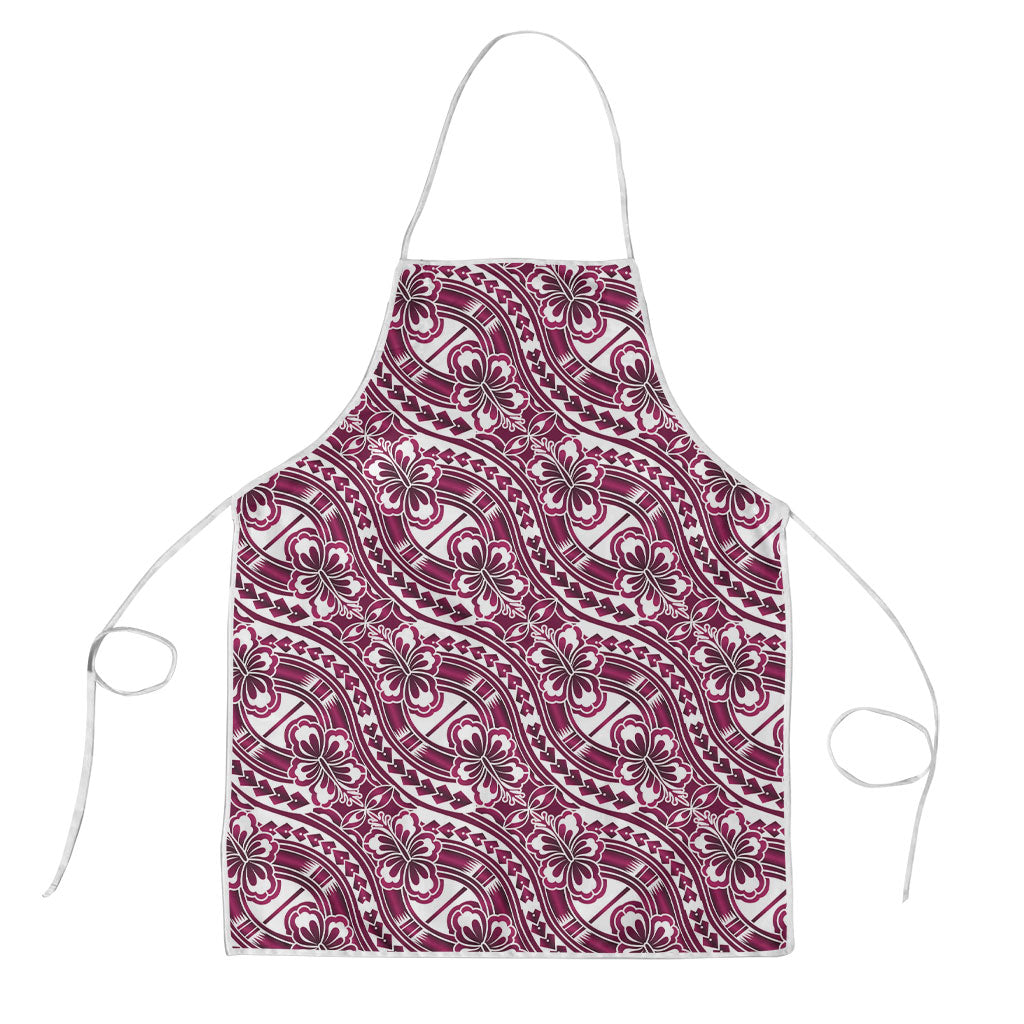 Hibiscus Bloom Island Tribal Waves Apron Pink Polynesian Pattern LT01 Pink - Polynesian Pride