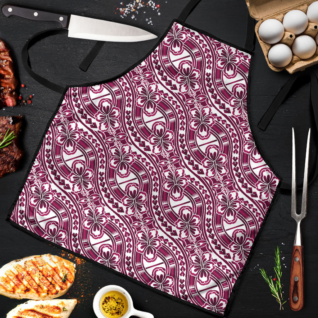 Hibiscus Bloom Island Tribal Waves Apron Pink Polynesian Pattern LT01 Pink - Polynesian Pride