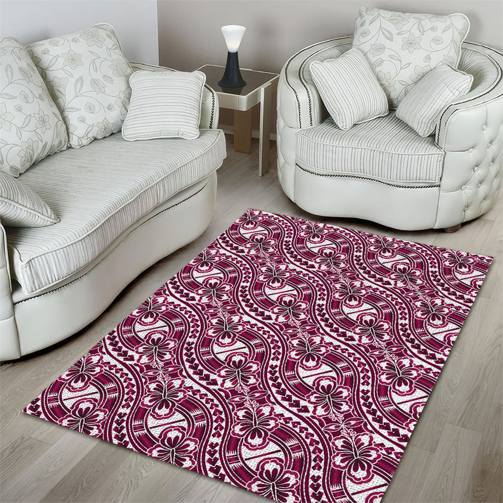 Hibiscus Bloom Island Tribal Waves Area Rug Pink Polynesian Pattern LT01 - Polynesian Pride