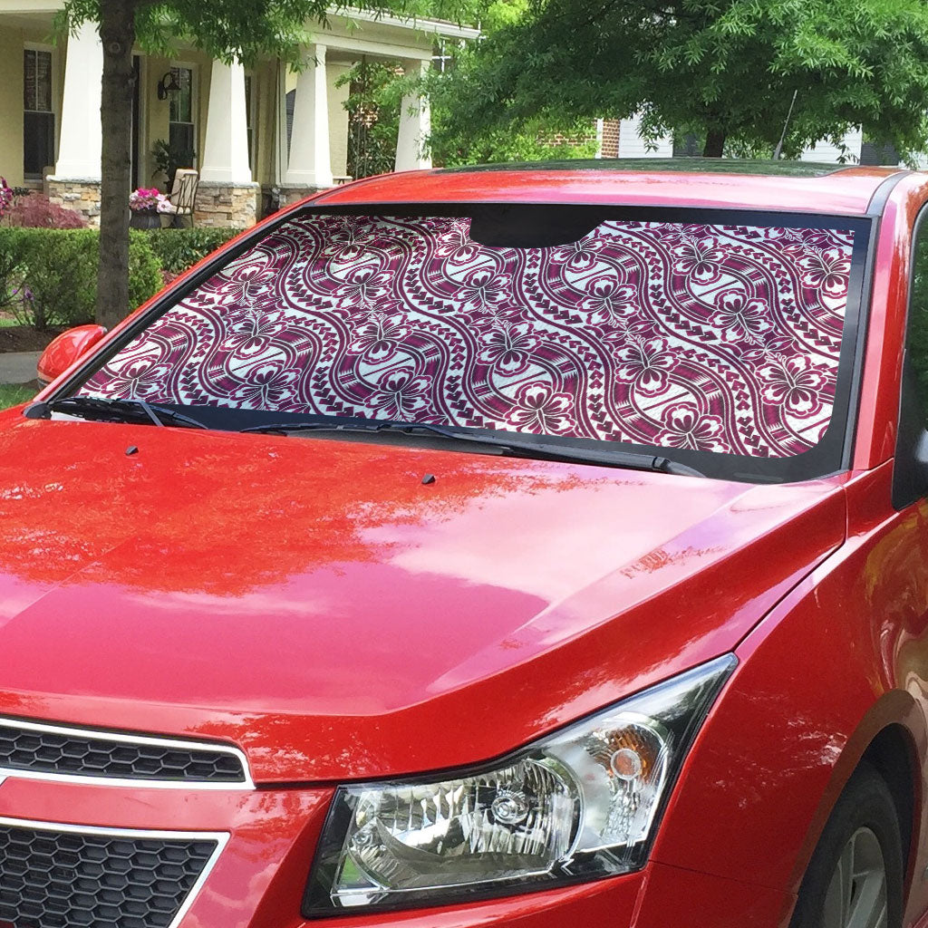Hibiscus Bloom Island Tribal Waves Auto Sun Shade Pink Polynesian Pattern LT01 - Polynesian Pride