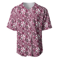 Hibiscus Bloom Island Tribal Waves Baseball Jersey Pink Polynesian Pattern LT01 Pink - Polynesian Pride