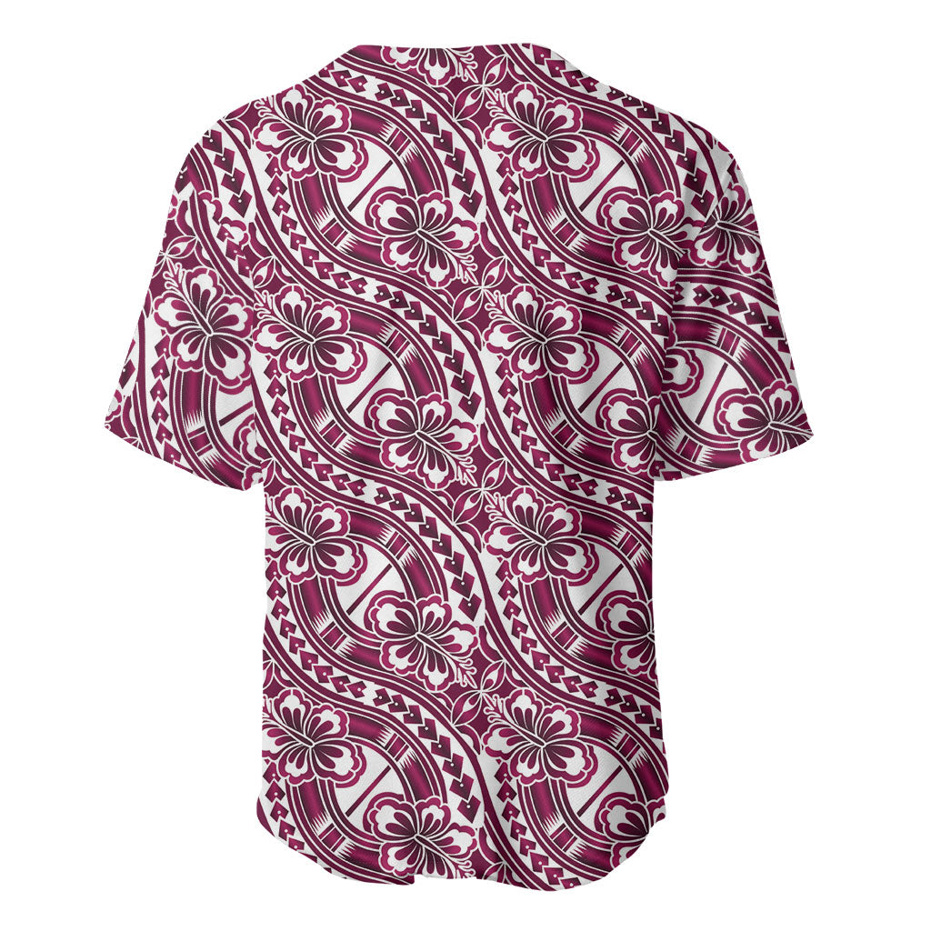 Hibiscus Bloom Island Tribal Waves Baseball Jersey Pink Polynesian Pattern LT01 - Polynesian Pride