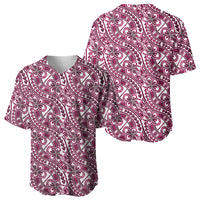 Hibiscus Bloom Island Tribal Waves Baseball Jersey Pink Polynesian Pattern LT01 - Polynesian Pride