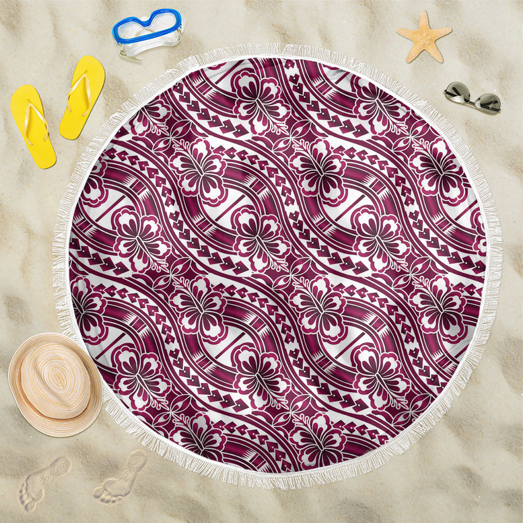 Hibiscus Bloom Island Tribal Waves Beach Blanket Pink Polynesian Pattern LT01 One Size 150cm Pink - Polynesian Pride