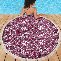 Hibiscus Bloom Island Tribal Waves Beach Blanket Pink Polynesian Pattern LT01 - Polynesian Pride