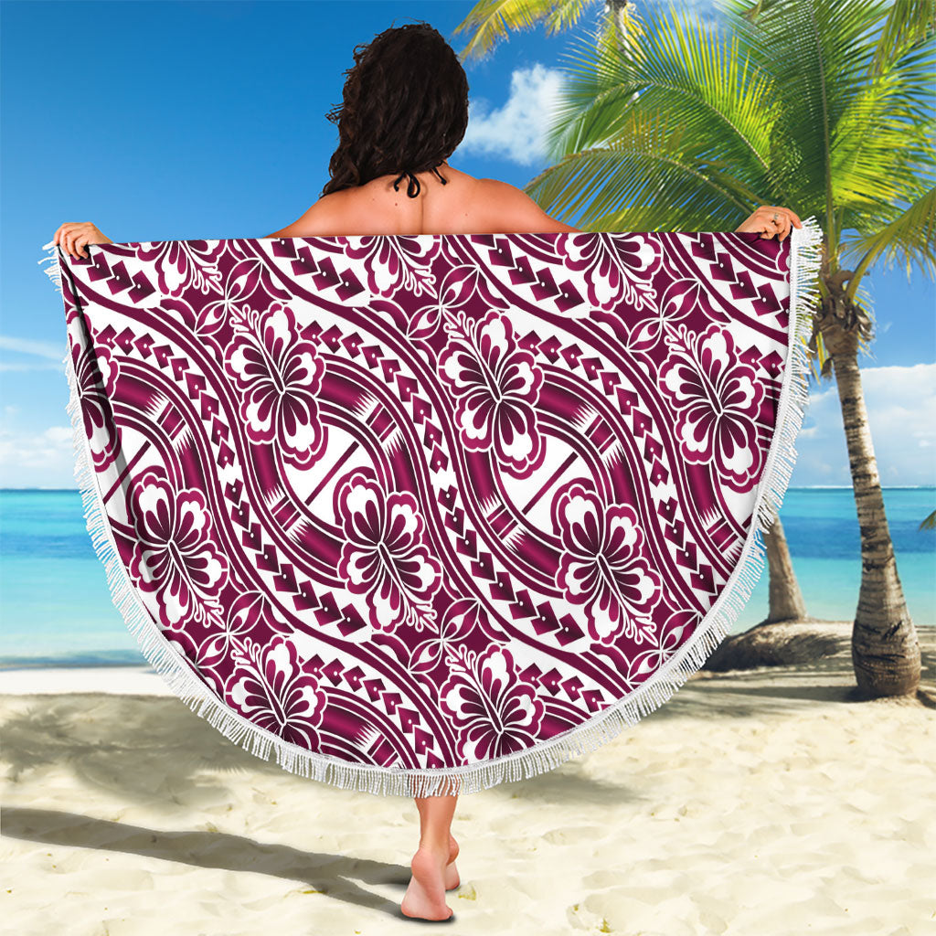 Hibiscus Bloom Island Tribal Waves Beach Blanket Pink Polynesian Pattern LT01 - Polynesian Pride