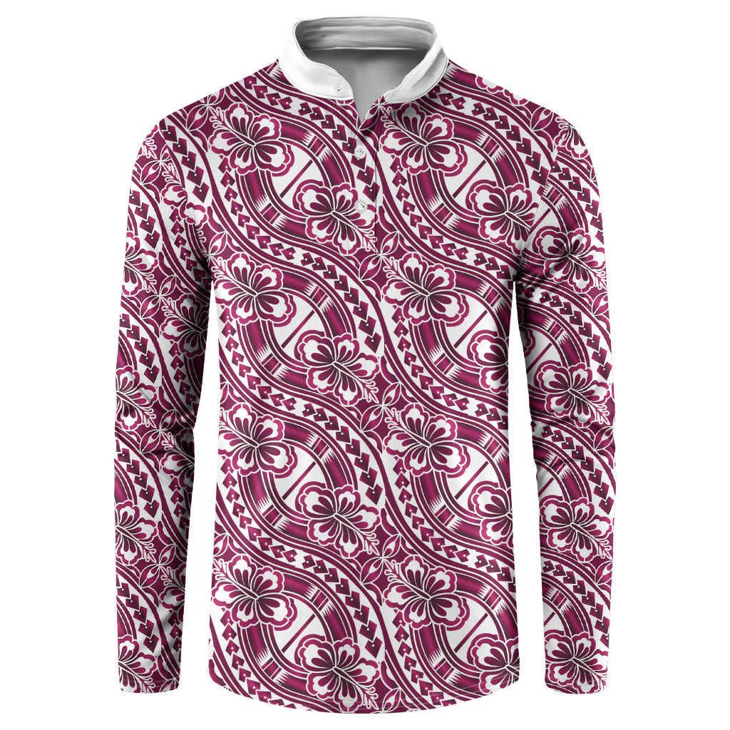 Hibiscus Bloom Island Tribal Waves Button Sweatshirt Pink Polynesian Pattern LT01 Pink - Polynesian Pride