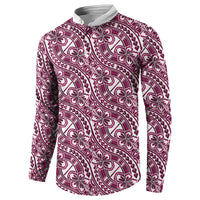 Hibiscus Bloom Island Tribal Waves Button Sweatshirt Pink Polynesian Pattern LT01 - Polynesian Pride