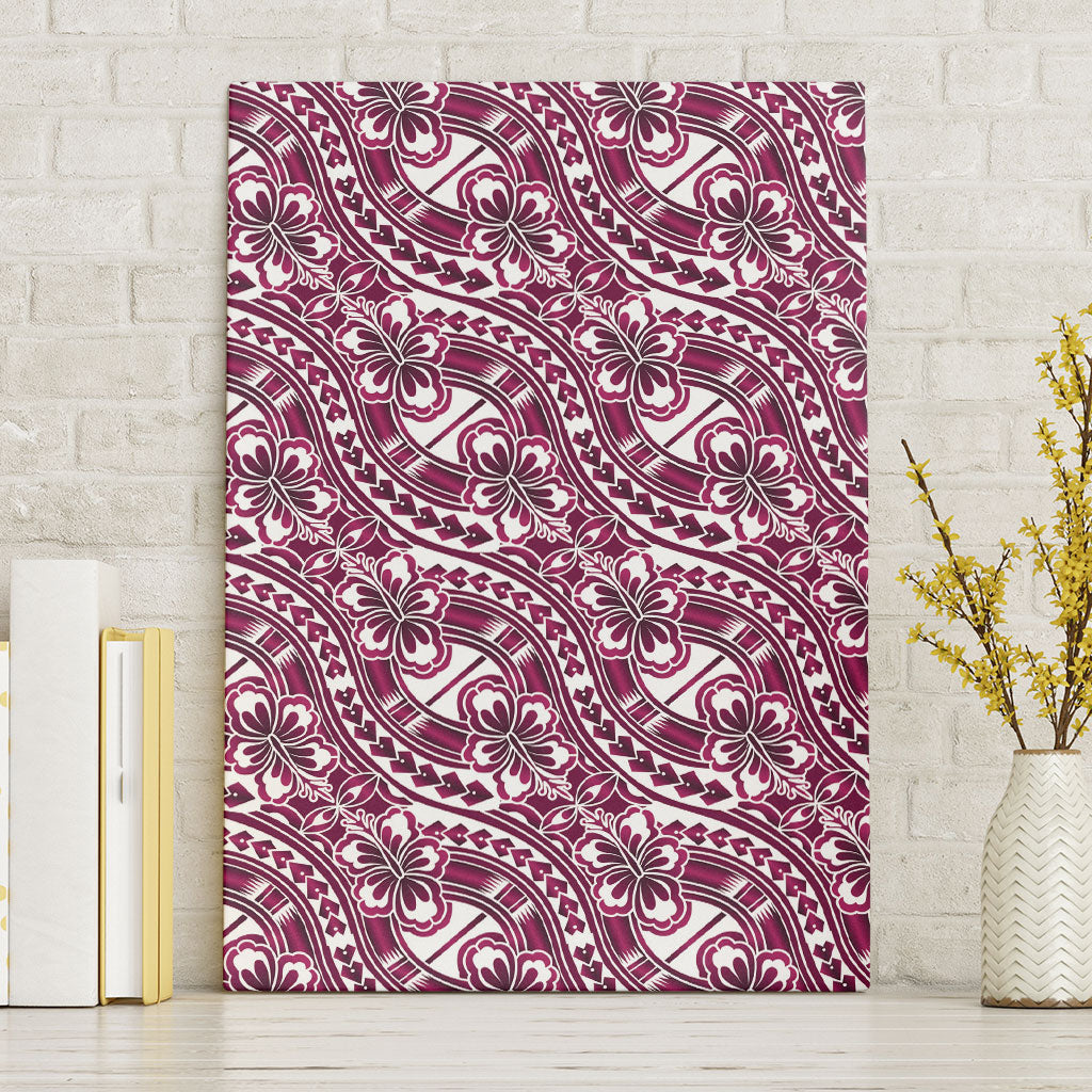 Hibiscus Bloom Island Tribal Waves Canvas Wall Art Pink Polynesian Pattern LT01 Without Frame Pink - Polynesian Pride