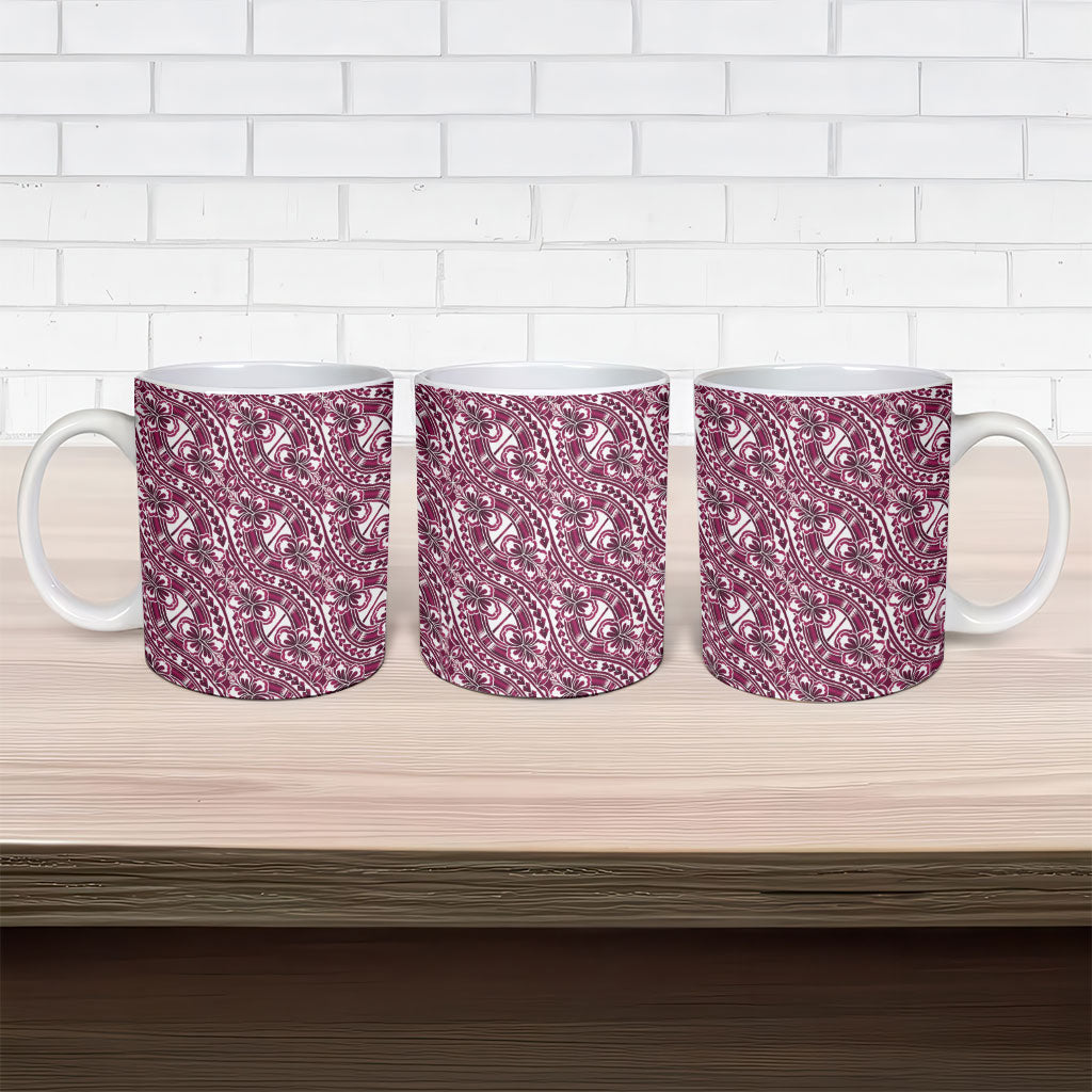 Hibiscus Bloom Island Tribal Waves Ceramic Mug Pink Polynesian Pattern LT01 - Polynesian Pride