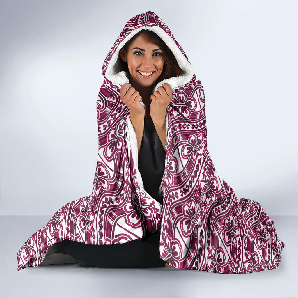 Hibiscus Bloom Island Tribal Waves Hooded Blanket Pink Polynesian Pattern LT01 - Polynesian Pride