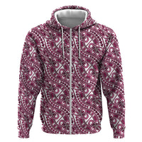 Hibiscus Bloom Island Tribal Waves Hoodie Pink Polynesian Pattern LT01 Zip Hoodie Pink - Polynesian Pride