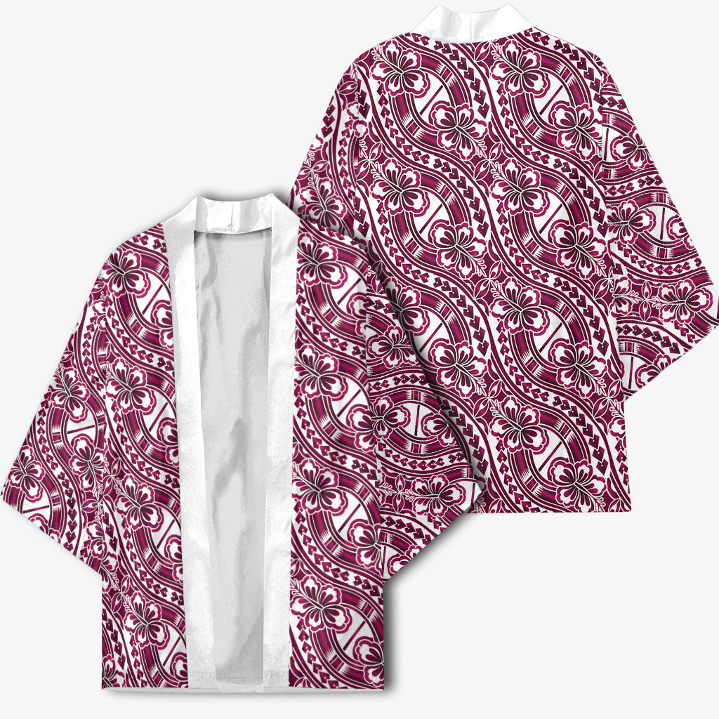 Hibiscus Bloom Island Tribal Waves Kimono Pink Polynesian Pattern LT01 - Polynesian Pride