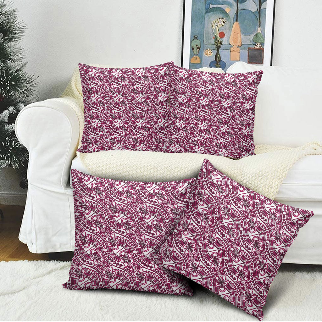 Hibiscus Bloom Island Tribal Waves Pillow Cover Pink Polynesian Pattern LT01 - Polynesian Pride