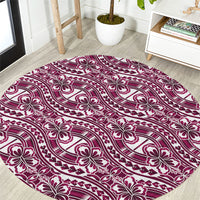 Hibiscus Bloom Island Tribal Waves Round Carpet Pink Polynesian Pattern LT01 Pink - Polynesian Pride