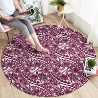 Hibiscus Bloom Island Tribal Waves Round Carpet Pink Polynesian Pattern LT01 - Polynesian Pride