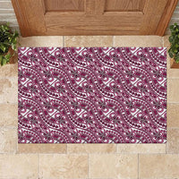 Hibiscus Bloom Island Tribal Waves Rubber Doormat Pink Polynesian Pattern LT01 Pink - Polynesian Pride