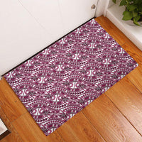 Hibiscus Bloom Island Tribal Waves Rubber Doormat Pink Polynesian Pattern LT01 - Polynesian Pride