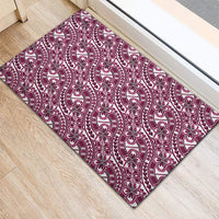 Hibiscus Bloom Island Tribal Waves Rubber Doormat Pink Polynesian Pattern LT01 - Polynesian Pride