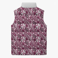Hibiscus Bloom Island Tribal Waves Sleeveless Puffer Jacket Pink Polynesian Pattern LT01 - Polynesian Pride
