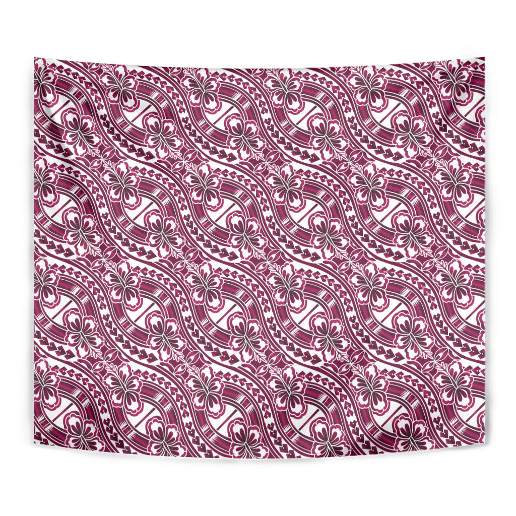 Hibiscus Bloom Island Tribal Waves Tapestry Pink Polynesian Pattern LT01 - Polynesian Pride