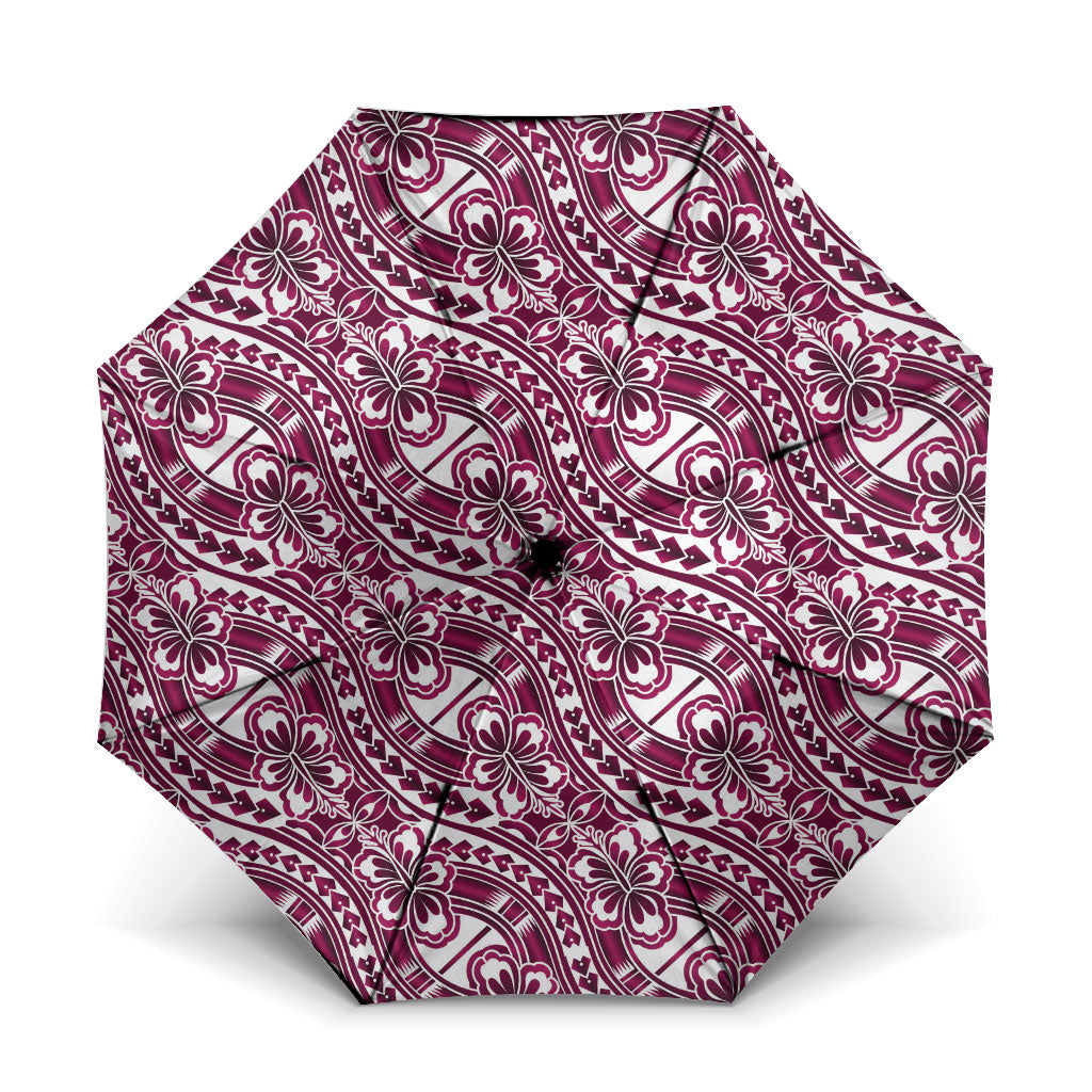 Hibiscus Bloom Island Tribal Waves Umbrella Pink Polynesian Pattern LT01 One Size Folded 11.42 inch Opened Diameter 37.4 inch Pink - Polynesian Pride