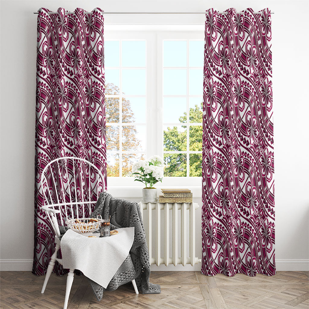 Hibiscus Bloom Island Tribal Waves Window Curtain Pink Polynesian Pattern LT01 - Polynesian Pride