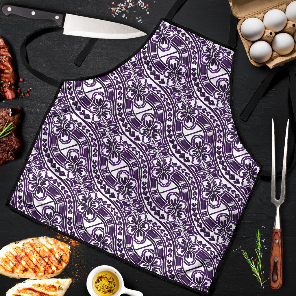 Hibiscus Bloom Island Tribal Waves Apron Purple Polynesian Pattern LT01 Purple - Polynesian Pride