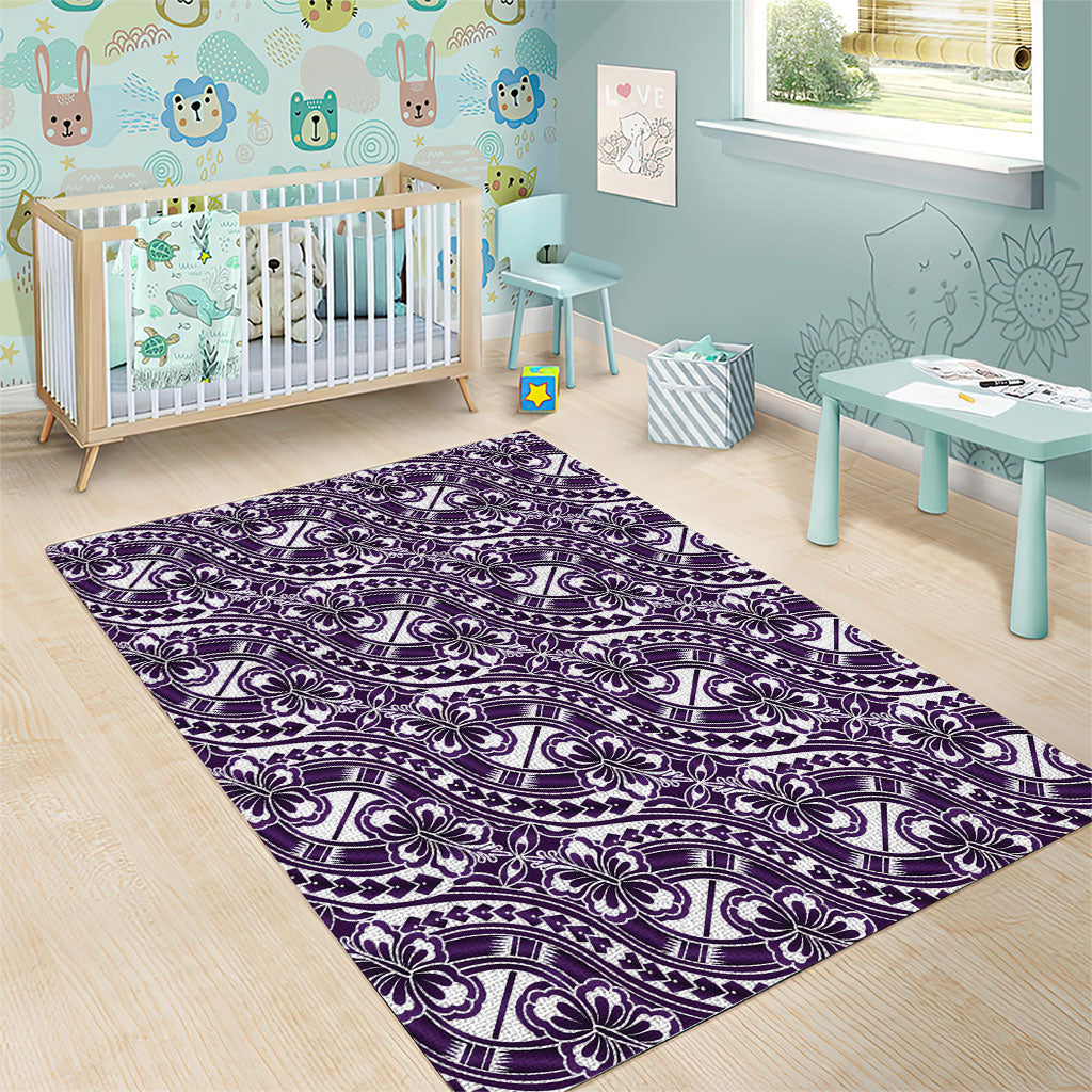 Hibiscus Bloom Island Tribal Waves Area Rug Purple Polynesian Pattern LT01 - Polynesian Pride