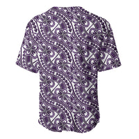 Hibiscus Bloom Island Tribal Waves Baseball Jersey Purple Polynesian Pattern LT01 - Polynesian Pride