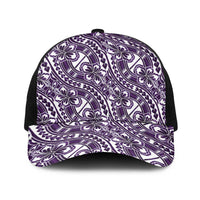 Hibiscus Bloom Island Tribal Waves Baseball Net Cap Purple Polynesian Pattern LT01 One Size Black Purple - Polynesian Pride