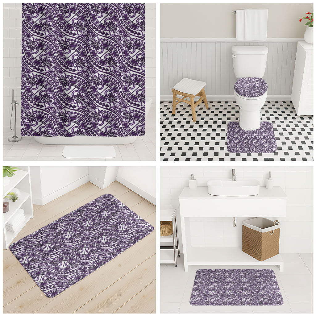 Hibiscus Bloom Island Tribal Waves Bathroom Set Purple Polynesian Pattern LT01 - Polynesian Pride
