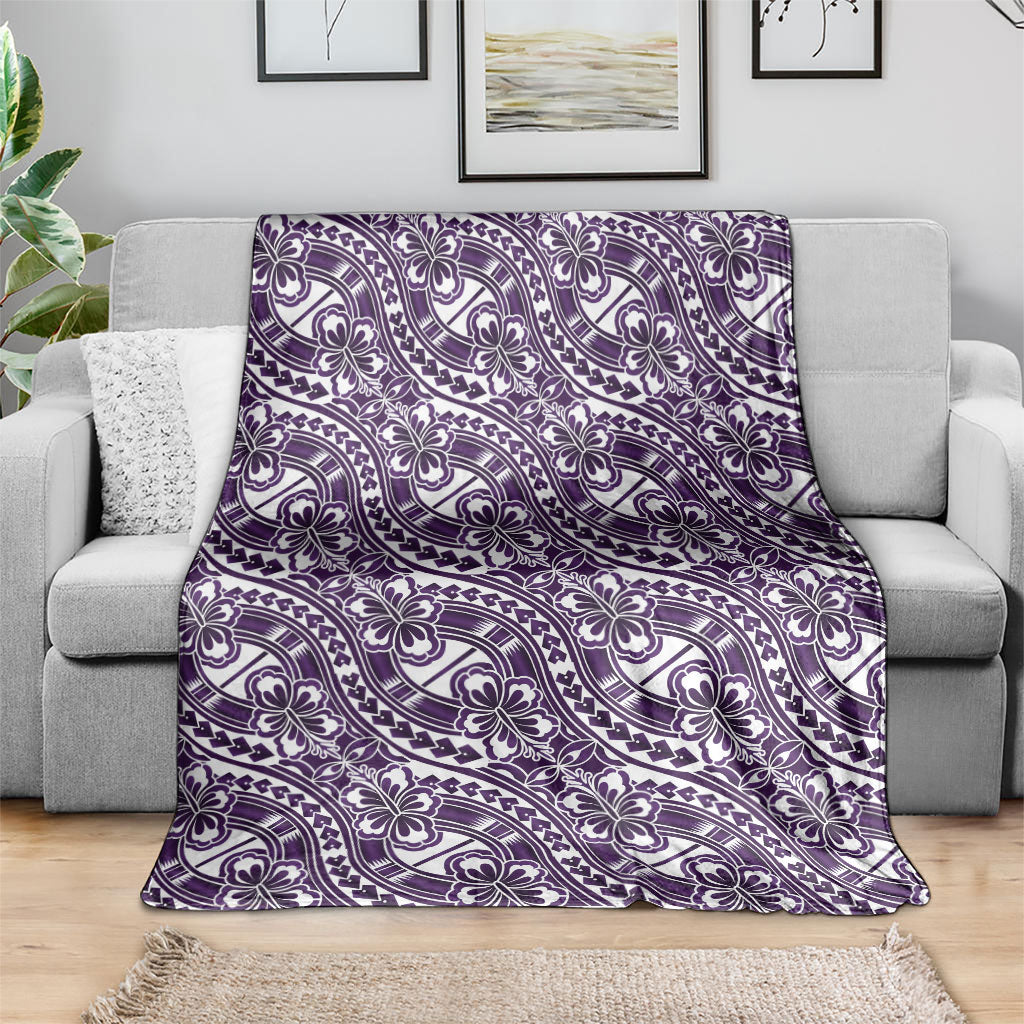 Hibiscus Bloom Island Tribal Waves Blanket Purple Polynesian Pattern LT01 - Polynesian Pride