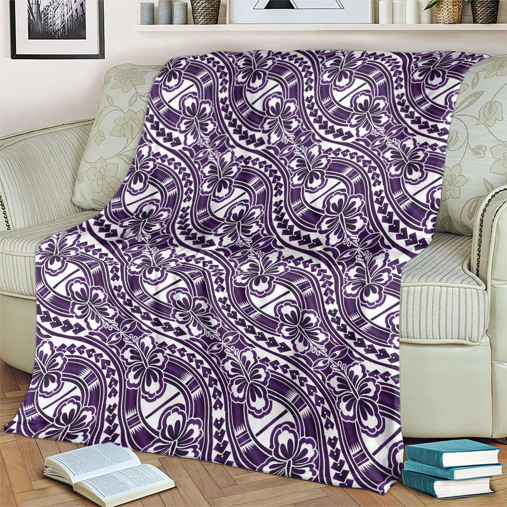 Hibiscus Bloom Island Tribal Waves Blanket Purple Polynesian Pattern LT01 - Polynesian Pride