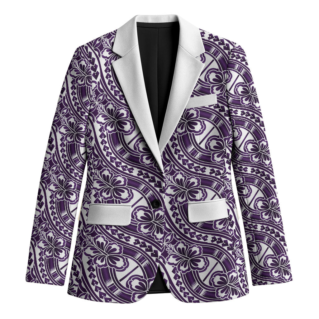 Hibiscus Bloom Island Tribal Waves Blazer Purple Polynesian Pattern LT01 Unisex Purple - Polynesian Pride
