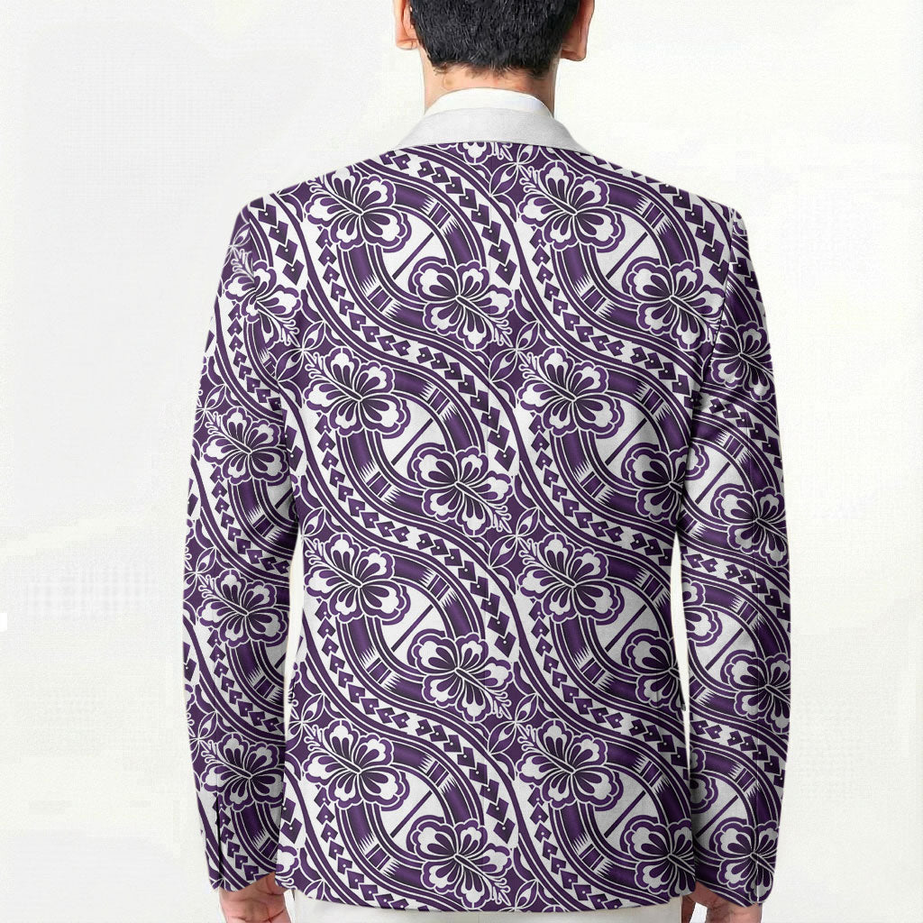Hibiscus Bloom Island Tribal Waves Blazer Purple Polynesian Pattern LT01 - Polynesian Pride