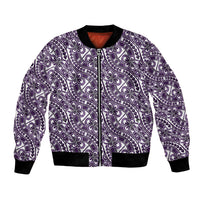 Hibiscus Bloom Island Tribal Waves Bomber Jacket Purple Polynesian Pattern LT01 Unisex Purple - Polynesian Pride