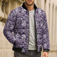 Hibiscus Bloom Island Tribal Waves Bomber Puffer Jacket Purple Polynesian Pattern LT01 - Polynesian Pride