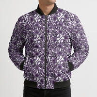 Hibiscus Bloom Island Tribal Waves Bomber Puffer Jacket Purple Polynesian Pattern LT01 - Polynesian Pride