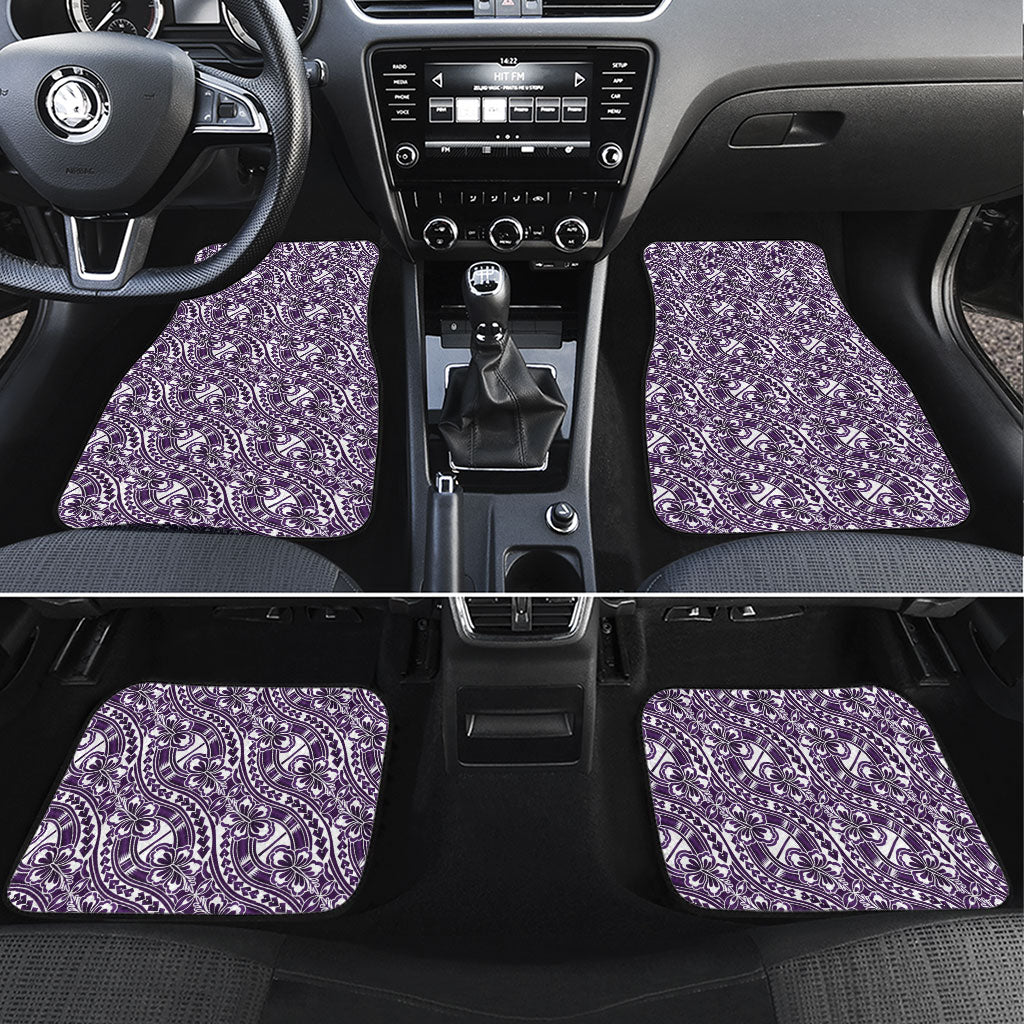 Hibiscus Bloom Island Tribal Waves Car Mats Purple Polynesian Pattern LT01 Set 4pcs Purple - Polynesian Pride