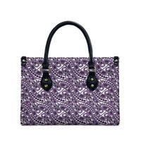 Hibiscus Bloom Island Tribal Waves Leather Bag Purple Polynesian Pattern LT01 - Polynesian Pride
