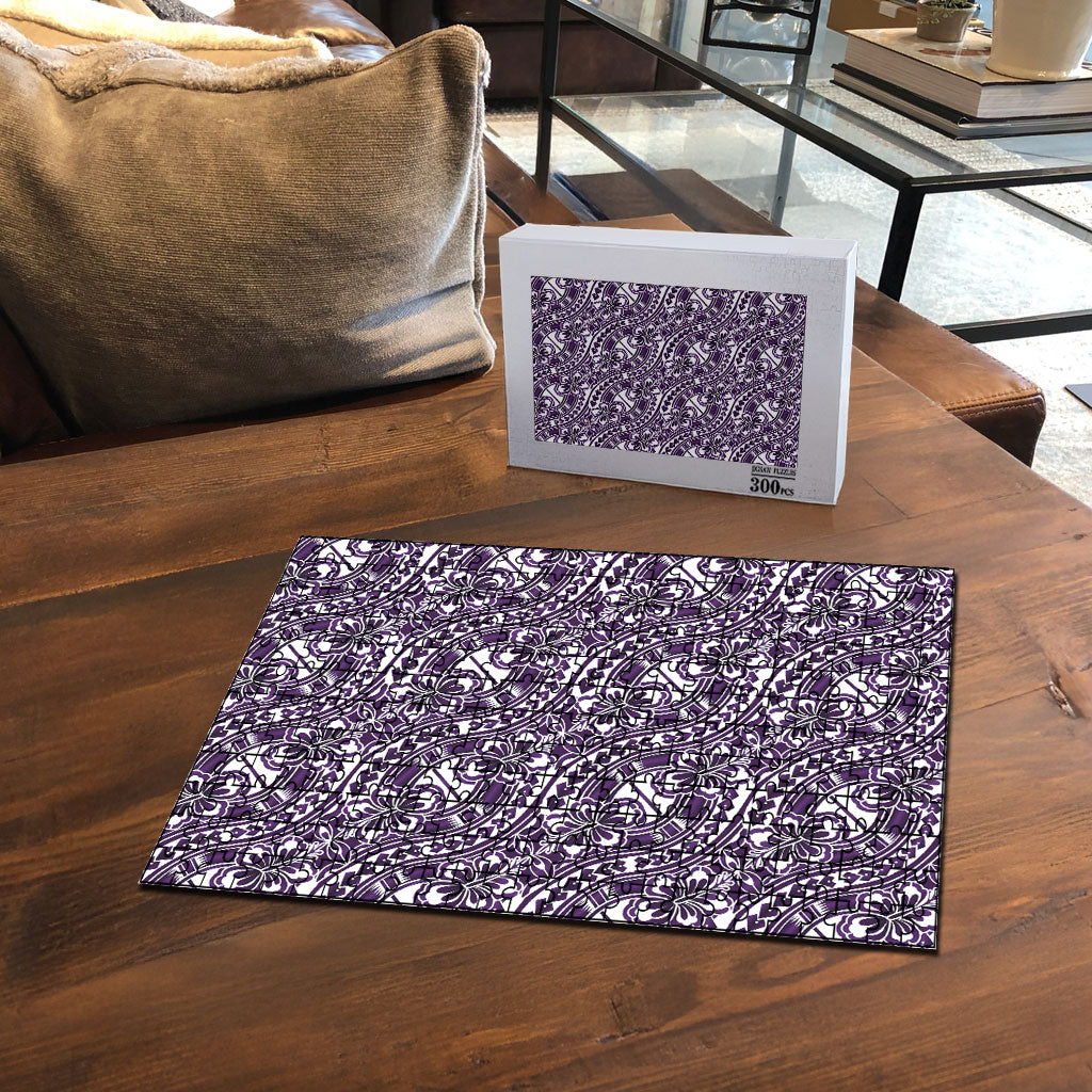 Hibiscus Bloom Island Tribal Waves Puzzle Purple Polynesian Pattern LT01 - Polynesian Pride